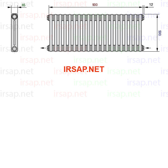 чертеж радиатора Irsap Tesi 20500-2020500-20-08-01